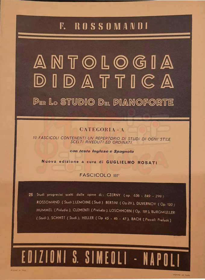 F.Rossomandi Antologia Didattica per lo studio del Pianoforte Categoria A Fascicolo III