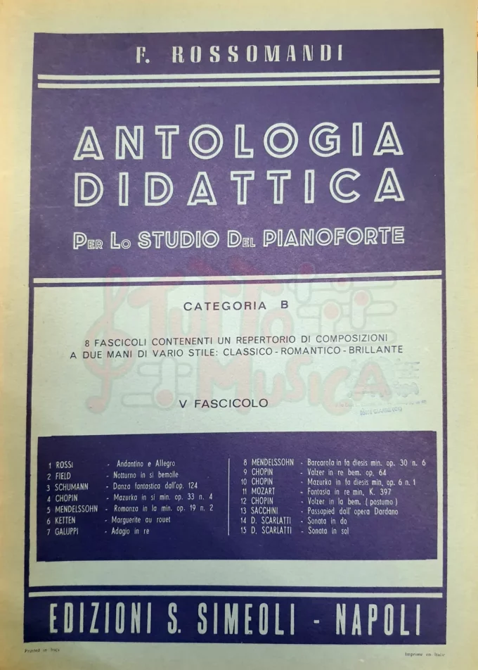 F.Rossomandi Antologia Didattica per lo studio del Pianoforte Categoria B Fascicolo V