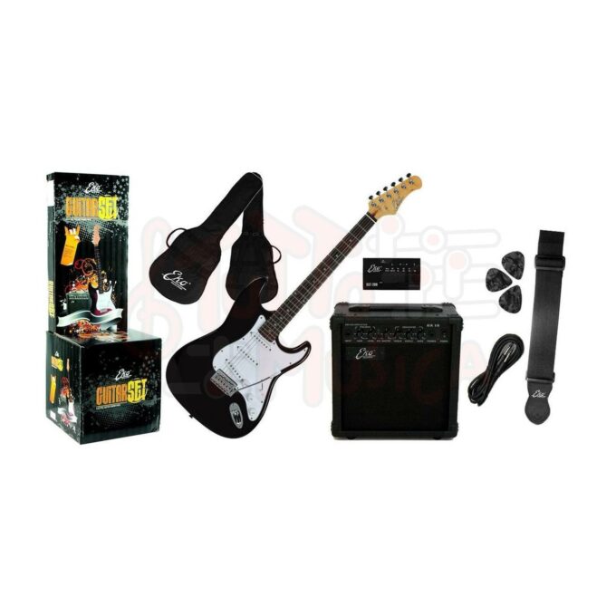 chitarra elettrika eko nera - accessori e amplificatore inclusi